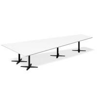 Office konferencebord trapezformet 440x217,5cm hvid med sort stel