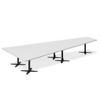 Office konferencebord trapezformet 500x236,5cm Lysgrå med sort stel