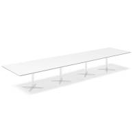 Office konferencebord rektangul&aelig;rt 500x120cm hvid med hvid stel