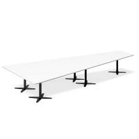 Office konferencebord trapezformet 500x236,5cm hvid med sort stel