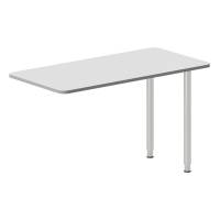 Office skrivebord tilbygning 120x60cm i lys grå med alugråt stel