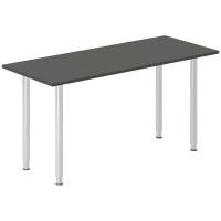 Office skrivebord tilbygning 140x60cm i antracit med alugr&aring;t stel