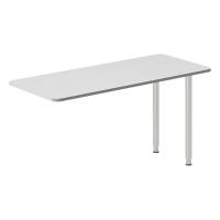 Office skrivebord tilbygning 140x60cm i lys grå med alugråt stel
