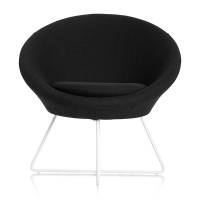 Paris loungestol med hvide ben og sort stof