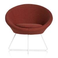 Paris loungestol med hvide ben og rustr&oslash;d stof