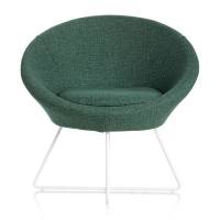 Paris loungestol med hvide ben og petroleumsgr&oslash;n stof