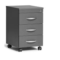 Ekoflex skuffesektion med 3 l&aring;sbare skuffer i antracit laminat 