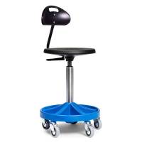 All-round mont&oslash;rstol h&oslash;j med rygst&oslash;tte, let rullende hjul og bl&aring;t understel 