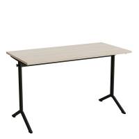 Atlas bord 120x60cm i lydd&aelig;mpende hvidpigmenteret eg med sort stel, h&oslash;jde 72cm