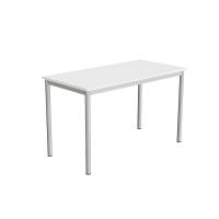 Bord Combi 120x60cm i hvid højtrykslaminat med alugråt stel, højde 72cm