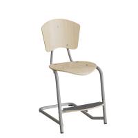 Nian elevstol i birk laminat med fodplade og alugr&aring;t stel