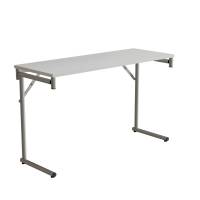 Klapbord Silhuett 120x45cm med hvid HPL bordplade, s&oslash;lv stel