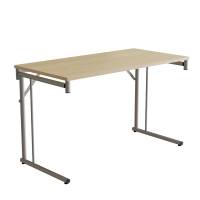 Klapbord Silhuett 120x60cm med birk HPL bordplade, s&oslash;lv stel