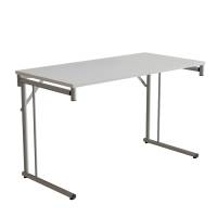 Klapbord Silhuett 120x60cm med hvid HPL bordplade, s&oslash;lv stel