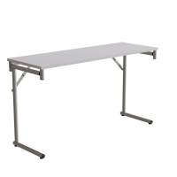 Klapbord Silhuett 130x45cm med gr&aring; HPL bordplade, s&oslash;lv stel