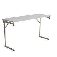 Klapbord Silhuett 130x45cm med hvid HPL bordplade, s&oslash;lv stel