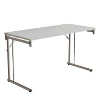 Klapbord Silhuett 130x60cm med hvid HPL bordplade, krom stel