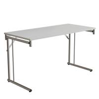 Klapbord Silhuett 130x60cm med hvid HPL bordplade, krom stel