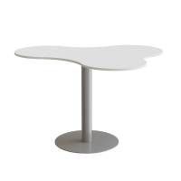 Am&ouml;ba bord 120x150cm 90cm h&oslash;j i hvid laminat med alugr&aring;t stel