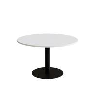 Cirkum bord Ø120cm 72cm høj i hvid laminat med sort stel