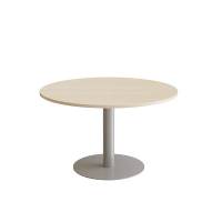 Cirkum bord &Oslash;120cm 72cm h&oslash;j i birk laminat med alugr&aring;t stel