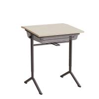 Atlas elevbord 65x55cm i hvidpigmenteret eg med gr&aring;t stel, h&oslash;jde 70-90cm