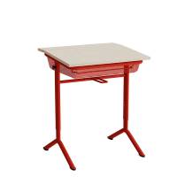 Atlas elevbord 65x55cm i hvidpigmenteret eg med r&oslash;dt stel, h&oslash;jde 70-90cm