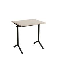 Atlas bord 70x60cm i hvidpigmenteret eg med sort stel, h&oslash;jde 72cm