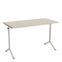 Atlas bord 120x60cm i hvidpigmenteret eg med hvidt stel, h&oslash;jde 72cm