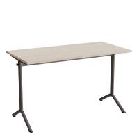 Atlas bord 120x60cm i hvidpigmenteret eg med gr&aring;t stel, h&oslash;jde 72cm