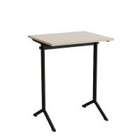 Atlas bord 70x60cm i lydd&aelig;mpende hvidpigmenteret eg med sort stel, h&oslash;jde 90cm