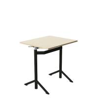 Atlas bord 70x60cm i hvidpigmenteret eg med sort stel, hæve-sænkbart