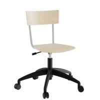 Strong 113 elevstol i birk laminat med alugr&aring;t stel og hjul