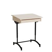 Elevbord 65x55cm i lydd&aelig;mpende birk laminat med sort stel, h&oslash;jde 70-90cm