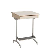 Elevbord 65x55cm i birk h&oslash;jtrykslaminat med alugr&aring;t stel, h&oslash;jde 90cm