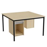 Sybord 1200x1200mm birk laminat med sort stel