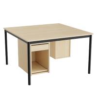 Sybord 120x120cm birk laminat med sort stel