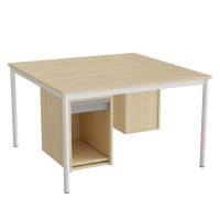 Sybord 1200x1200mm birk laminat med hvidt stel