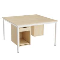 Sybord 120x120cm birk laminat med hvidt stel