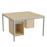 Sybord 1200x1200mm birk laminat med alugråt stel