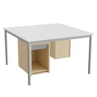 Sybord 1200x1200mm hvid laminat med alugråt stel