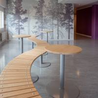 Marie bord &Oslash;100cm 72cm h&oslash;j i massiv birk med alugr&aring;t stel