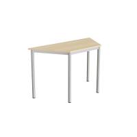 Office skrivebord trapezformet 120/60x52cm højde 72cm birk laminat, alugråt stel