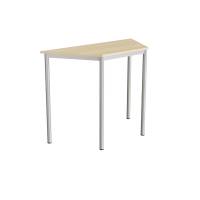 Office skrivebord trapezformet 120/60x52cm højde 90cm birk laminat, alugråt stel