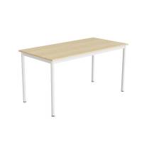 Elevbord 140x70cm i birk h&oslash;jtrykslaminat med hvidt stel, h&oslash;jde 72cm