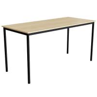 Office skrivebord 180x80cm højde 90cm birk laminat, sort stel