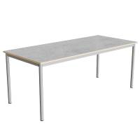 Office skrivebord 180x80cm højde 72cm lys grå linoleum, alugråt stel