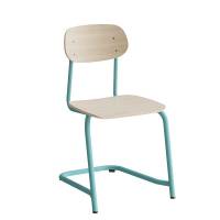 Atlas elevstol fritsving hvidpigmenteret egelaminat med turkis stel