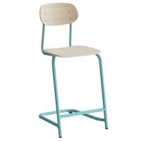 Atlas elevstol fritsving med fodpind hvid egelaminat i turkis stel