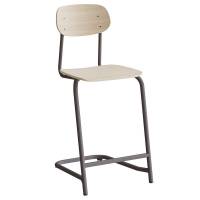 Atlas elevstol fritsving med fodpind hvid egelaminat i gråt stel